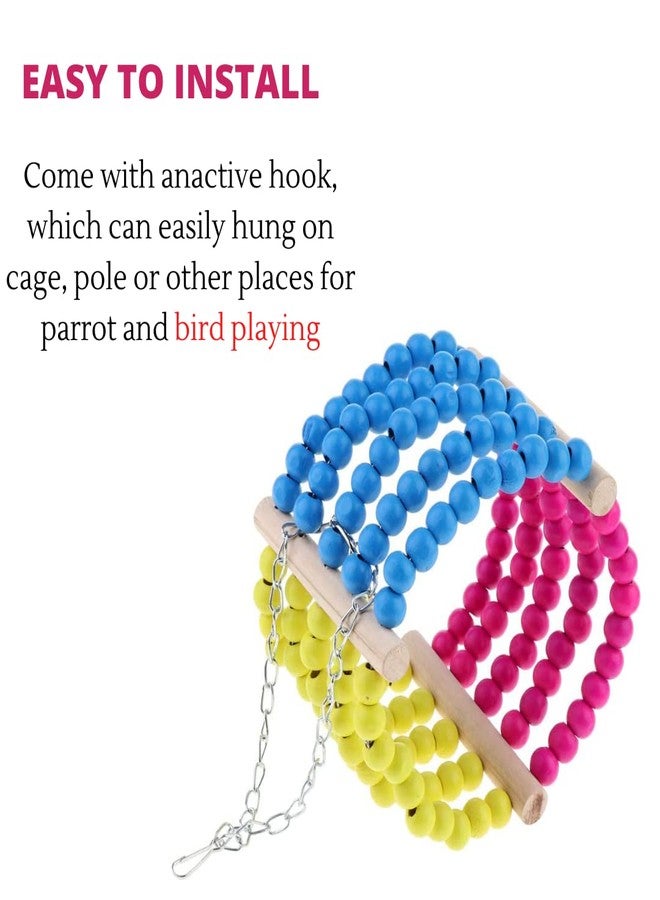 Western Era Wooden Colorful Beads Swing Interactive & Lovely Toy Provide Exercise, Training, Relief Boredom Suitable for Sun Conure, Parakeet, Cockatiel & Other Medium Birds - Image 5